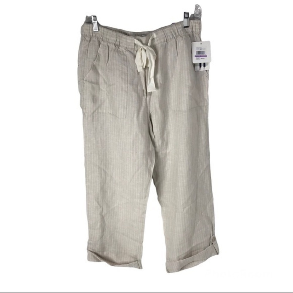Ellen Tracy Silver Cloud High Waisted Tapered Linen Blend Pants size small